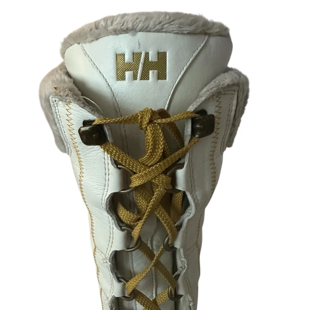 HELLY HANSEN WHITE LEATHER LACE UP HELLY GRIP TECHNOLOGY BOOTS SIZE 7